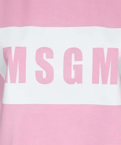 Msgm Printed Cotton T-shirt In Pink