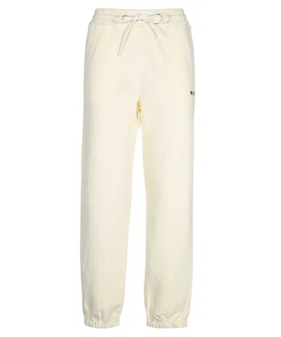 Msgm Logo-print Elasticated-cuff Track Pants In Neutral