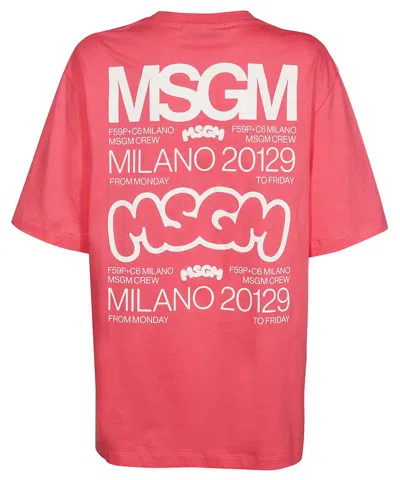 Msgm Cotton T-shirt In Pink