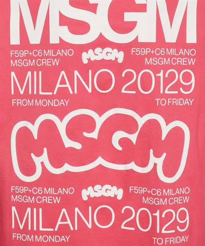 Msgm Cotton T-shirt In Pink