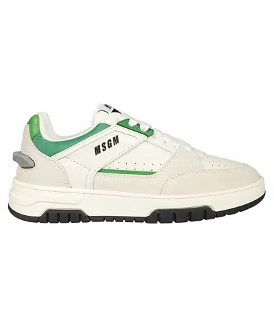 Msgm Panelled Leather Sneakers In White