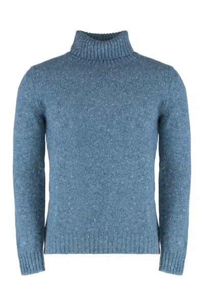 Moorer Gordon Wool And Cachemire Turtleneck Pullover In Blue