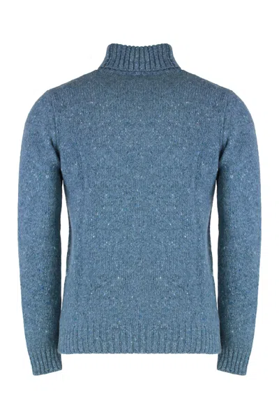 Moorer Gordon Wool And Cachemire Turtleneck Pullover In Blue