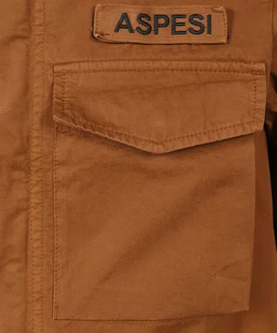 Aspesi Multi-pocket Cotton Jacket In Brown