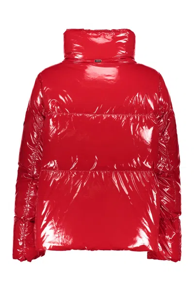 Herno Glossy Nylon Down Jacket In Red