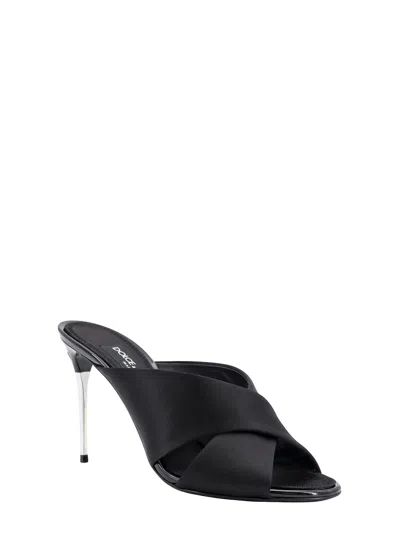 Dolce & Gabbana Satin Mules With Metal Heel. In Black