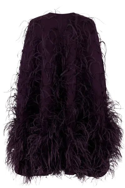 Valentino Feather-detailing Cape In Purple