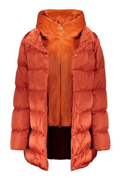 Herno Orange Down Jacket With Modern Design In Orange