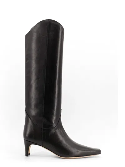 Staud Western Wally 50 Leather Knee-high Boots In Black
