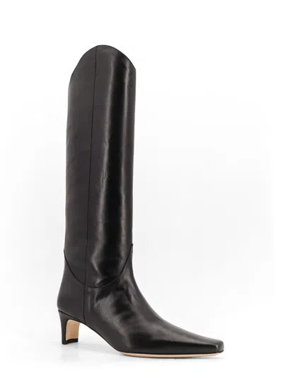 Staud Western Wally 50 Leather Knee-high Boots In Black