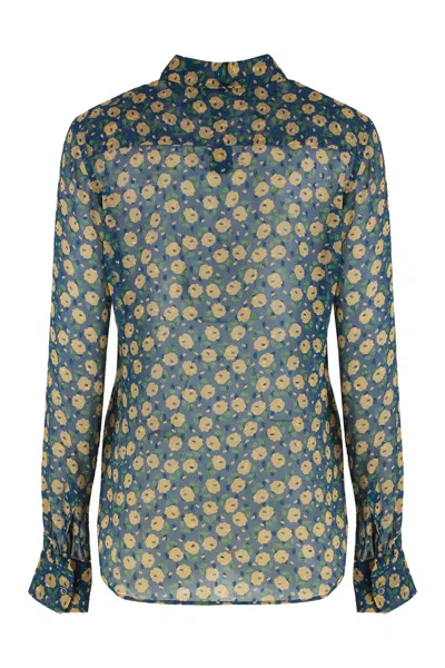 Aspesi Floral Print Long Sleeve Shirt In Multi