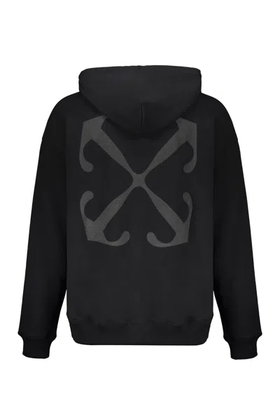 Off-white Vanish Arrow Printed French Cotton-terry Hoodie In Black