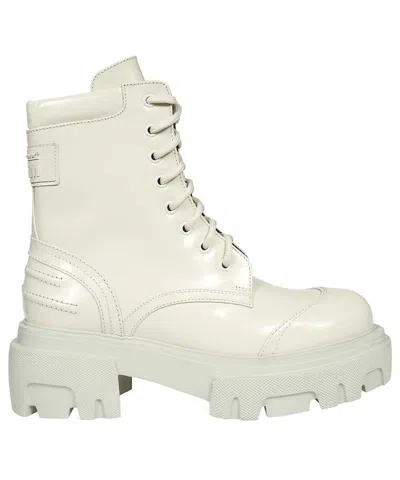 Msgm Lace-up Platform Boots In White