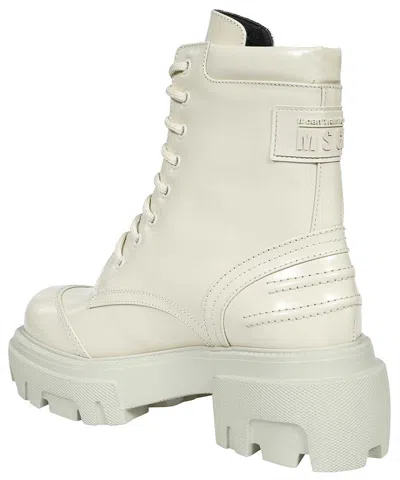 Msgm Lace-up Platform Boots In White