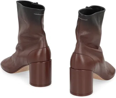 Mm6 Maison Margiela Anatomic Ombre Leather Ankle Boots In Brown