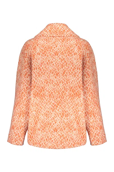 Herno Double-breasted Lapel-collar Jacket In Orange