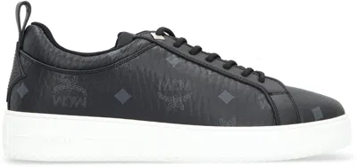 Mcm Neo Terrain Lo Sneakers With Monogram Canvas In Black