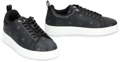 Mcm Neo Terrain Lo Sneakers With Monogram Canvas In Black