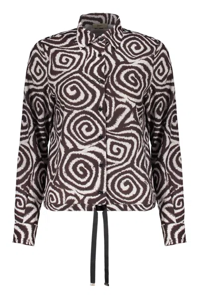 Herno Shirt With Jacquard Pattern In Brown