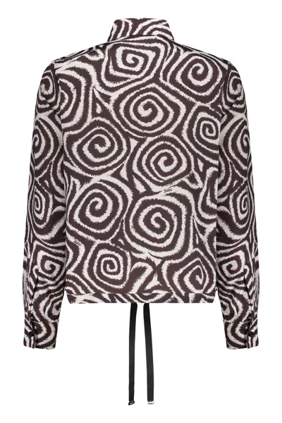 Herno Shirt With Jacquard Pattern In Brown