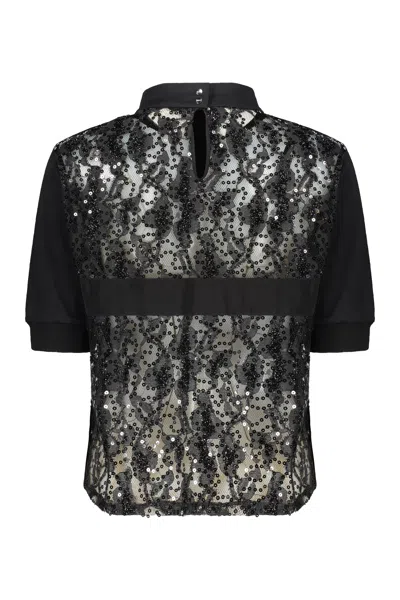 Herno Collar Sequin Blouse In Black