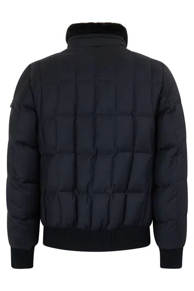 Moorer Dark Blue Jacket With Button Closure In Blue