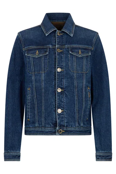 Moorer Dark Blue Denim Jacket Versatile. In Multi