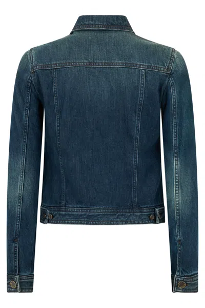 Moorer Beaded Flap-pocket Denim Jacket In Blue