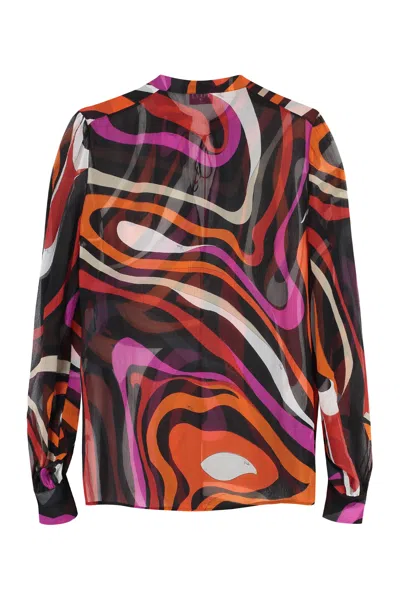 Pucci Silk Printed Blouse In Multi