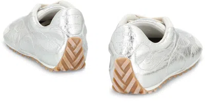 Bottega Veneta Orbit Flash Suede-trimmed Metallic Leather Sneakers In Silver