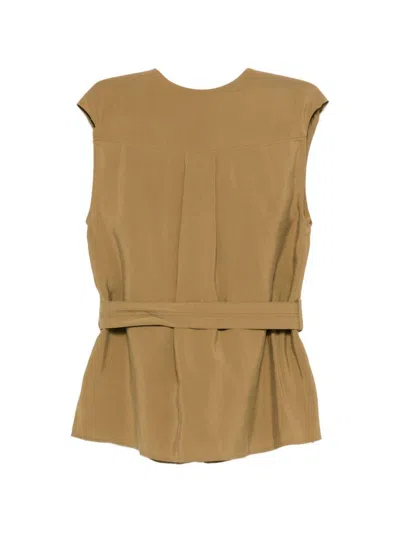 Alysi Sleeveless Belted Top In Green