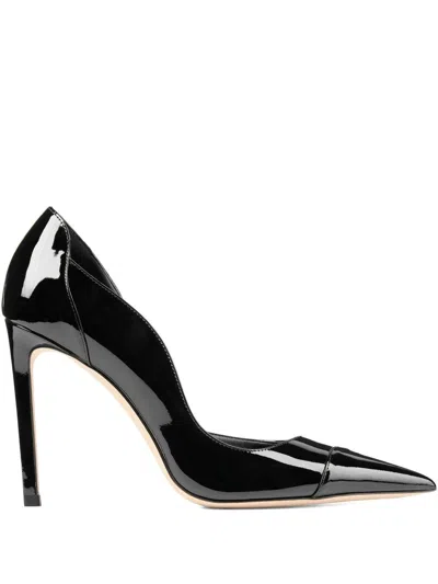 Jimmy Choo Brigitte Black Pumps With Thin Heel In Shiny Leather Woman
