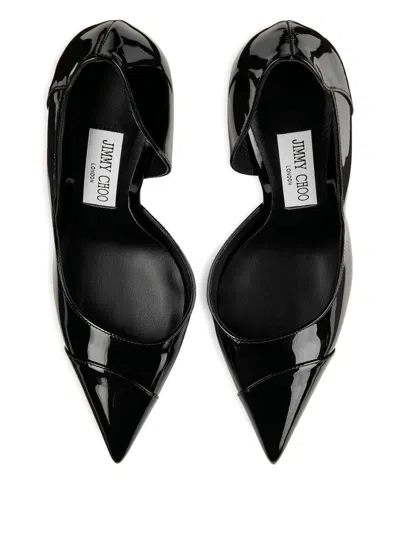 Jimmy Choo Brigitte Black Pumps With Thin Heel In Shiny Leather Woman