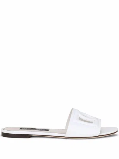 Dolce & Gabbana 5mm Leather-covered Heel Sandals With Calfskin Insole In White