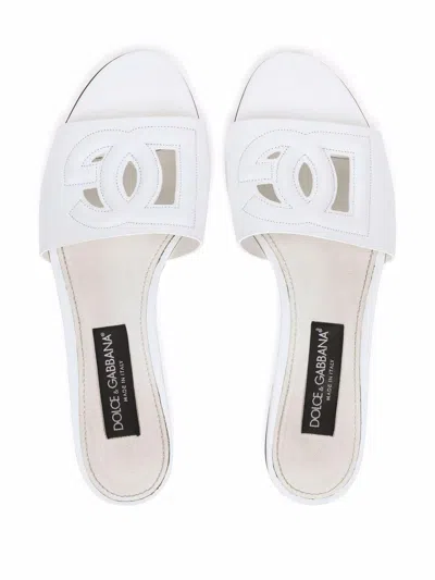 Dolce & Gabbana 5mm Leather-covered Heel Sandals With Calfskin Insole In White