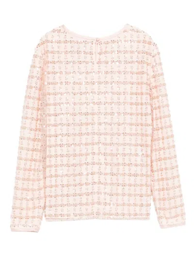 Emporio Armani Tulle Top With Sequin And Bead Embroidery In Pink