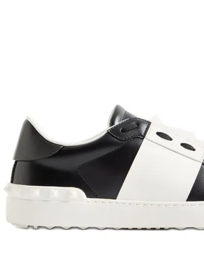 Valentino Garavani Open Sneakers In Leather With Contrast Colored Stripe And Stud Detail In White
