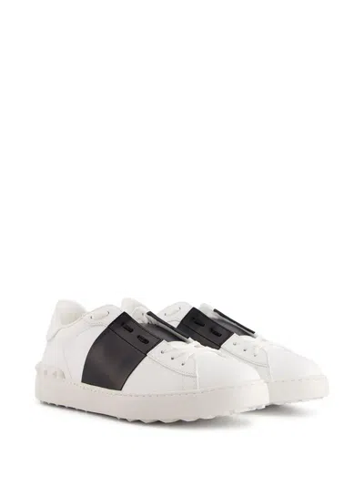 Valentino Calfskin Sneakers With Contrasting Bands And Rubber Studs In White