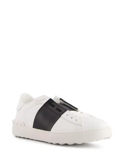 Valentino Calfskin Sneakers With Contrasting Bands And Rubber Studs In White