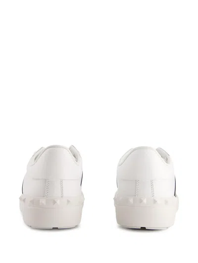 Valentino Calfskin Sneakers With Contrasting Bands And Rubber Studs In White