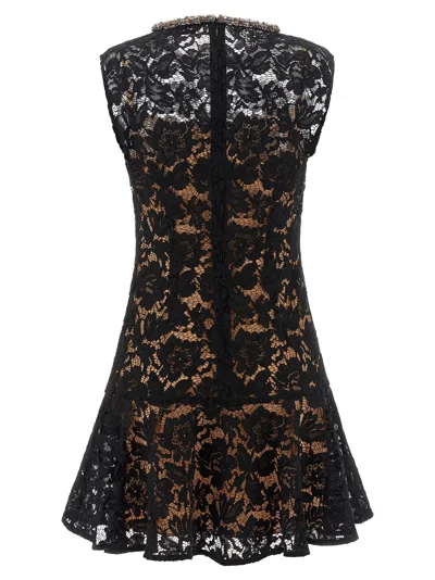 Self-portrait Lace Crystal Embellished Mini Dress In Black