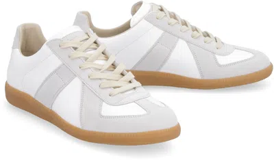 Maison Margiela Low-top Leather Sneakers With Contrasting Details In White