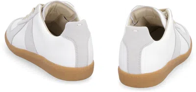 Maison Margiela Low-top Leather Sneakers With Contrasting Details In White