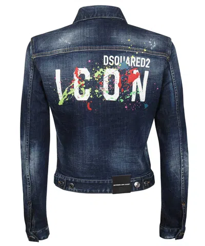 Dsquared2 Destroyed Denim Jacket In Blue