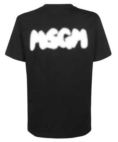 Msgm Printed Cotton T-shirt In Black