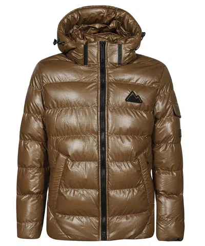 Point Zero Hooded Down Jacket In Brown