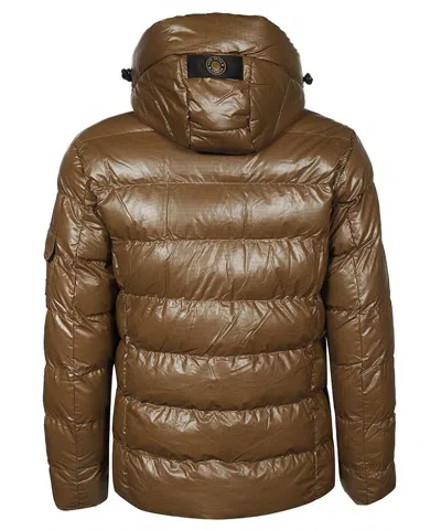 Point Zero Hooded Down Jacket In Brown