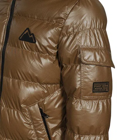 Point Zero Hooded Down Jacket In Brown