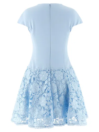 Self-portrait Womens Self Portrait Cap-sleeve Crepe And Lace Mini Dress In Blue