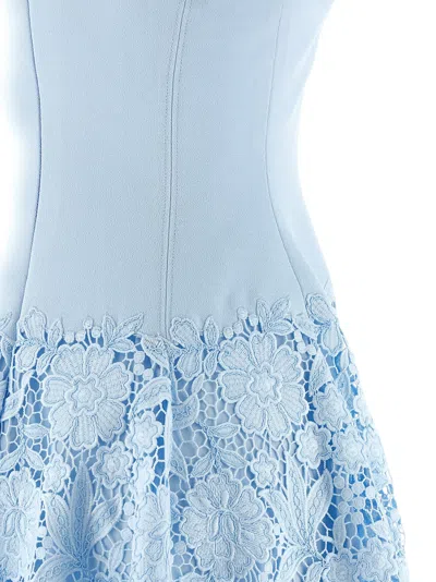 Self-portrait Womens Self Portrait Cap-sleeve Crepe And Lace Mini Dress In Blue